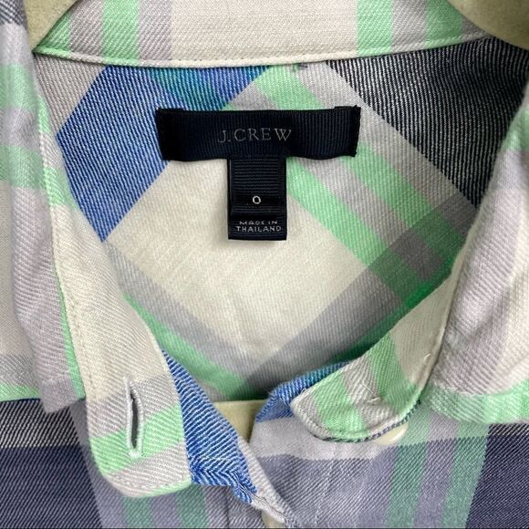 J.crew | plaid long sleeve button down S / 0 green , cream ,blue, gray - Picture 3 of 5